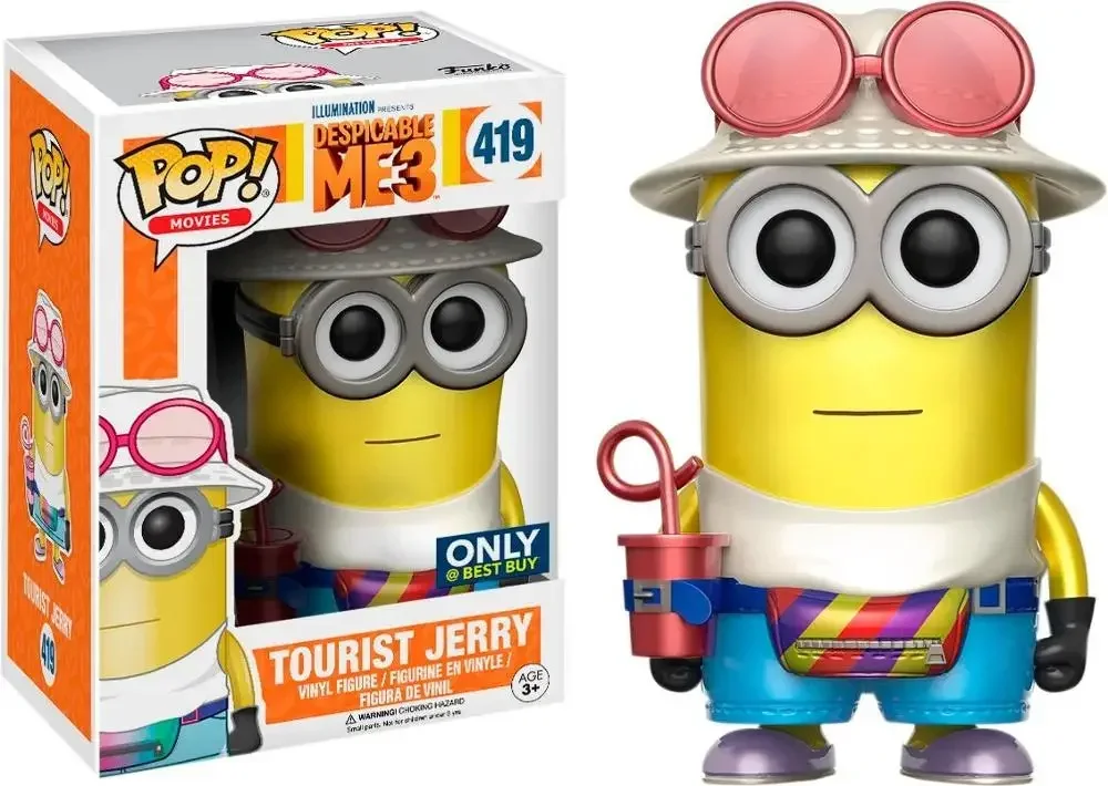 thumbnail image 1 of 2025 FUNKO POP Despicable Me Tourist DAVE #418 JERRY #419 Fluffy #420 KYLE #422 Figuras de vinilo Modelo Juguetes para niños Regalo, 1 of 5
