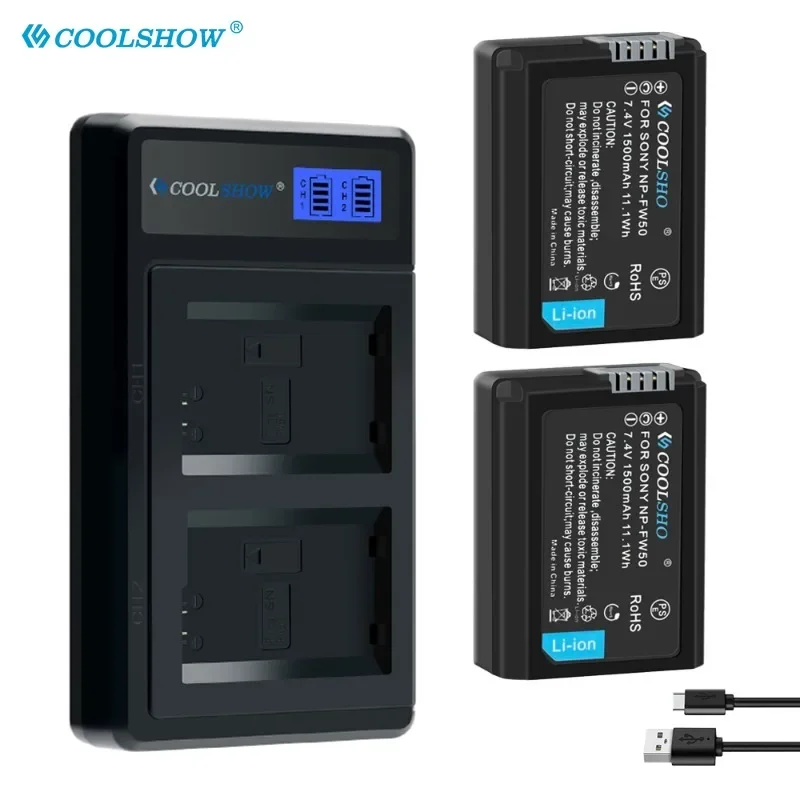 

NP-FW50 Battery For Sony Alpha a6500 a6300 a6000 a5000 a3000 NEX-3 alpha 55 7 A72 A7R 1500mah NP FW50 Batteries Charger