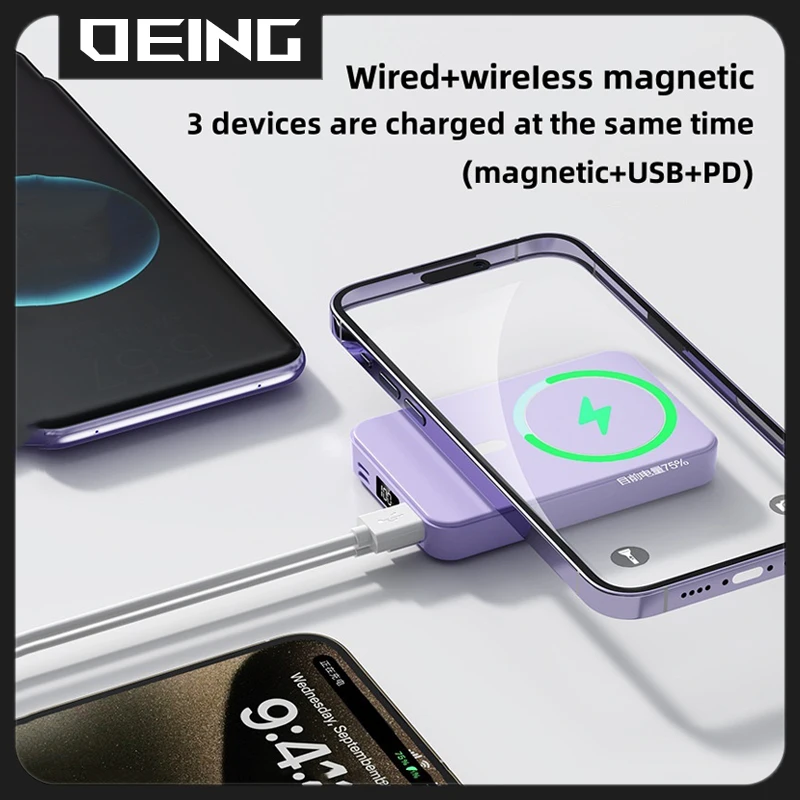 10000mAh Magnetic Power Bank With Foldable Stand For iPhone Samsung Xiaomi Portable Wireless Charger for Apple External Battery 5