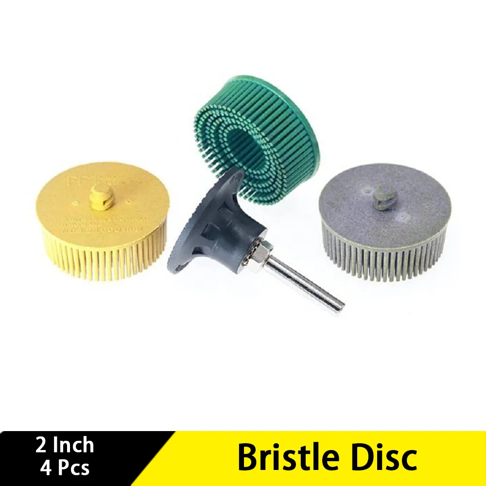 4 Pcs 2 Inch Bristle Disc Abrasive Coating Removal Bristle Disc with 1/