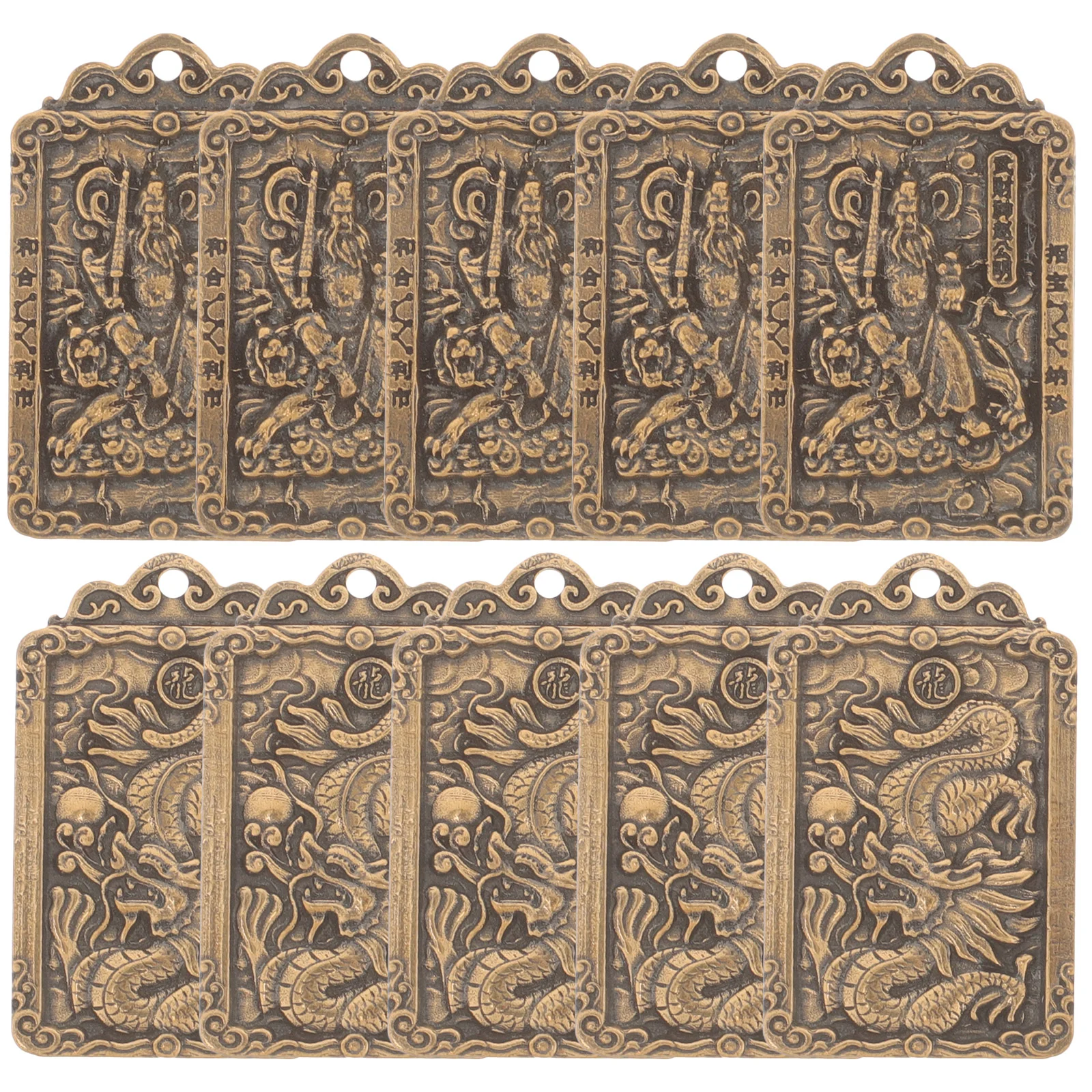 

10 Pcs God of Wealth Order Pendant Chinese Style Amulet Card The Fortune Delicate Brass Metal