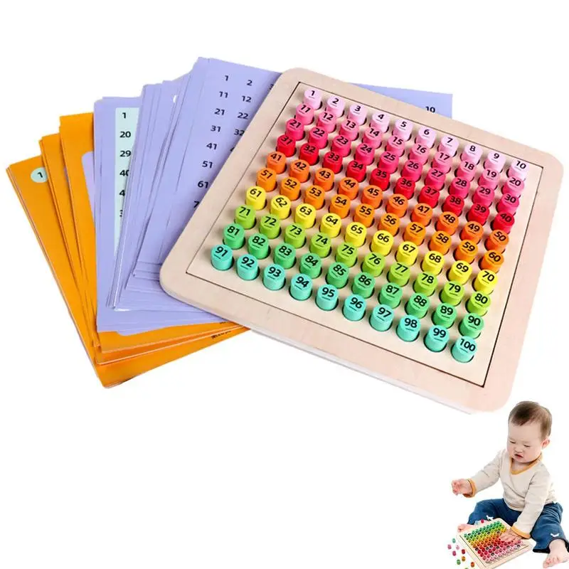 1Set Wooden Montessori Hundred Board Math 1 To 100 Consecutive Numbers Counting Toy Montessori Educational Wooden Toys For Child 6