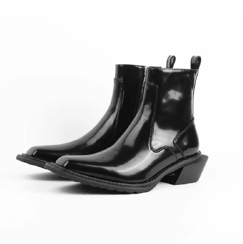 

Женские ботинки челси с квадратным носком, водонепроницаемая обувь для пар, роскошные модные классические свадебные ботинки на массивной платформе