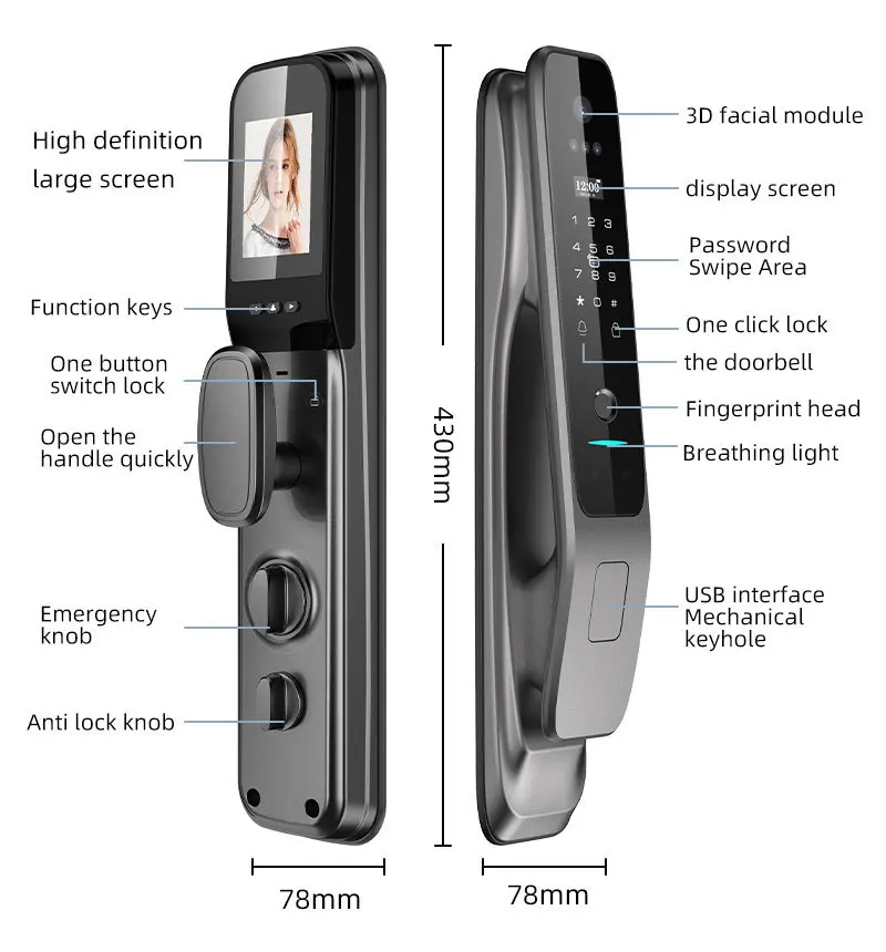 Serrure Intelligente Porte à Empreinte Digitale - Contrôle App Mobile