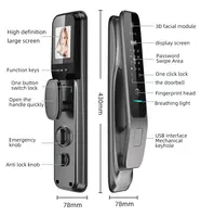 Serrure de porte intelligente à empreintes digitales avec caméra HD 3D, contrôle de l'application Tuya, Wi-Fi, Face Heroes, entrée sans clé pour la maison et le bureau, l'hôtel 5
