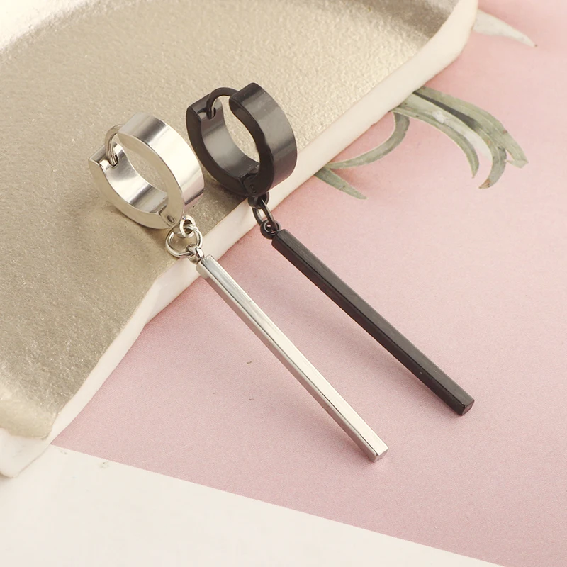 Punk Titanium Steel Ear Clip/Ear Stud Earrings For Men Women Black Pierced/No Pierced Fake Ear Circle New Pop Jewelry