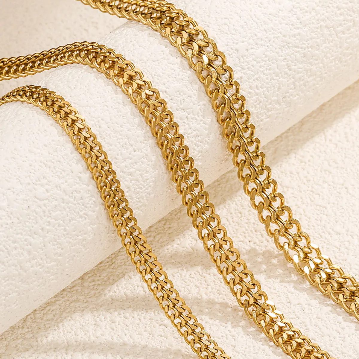 1 Meter  Stainless Steel 2 in 1 Cuban Edge Embossing Figaro Flat Chains for Vintage Necklace Making Jewelry Supplies Bracelet