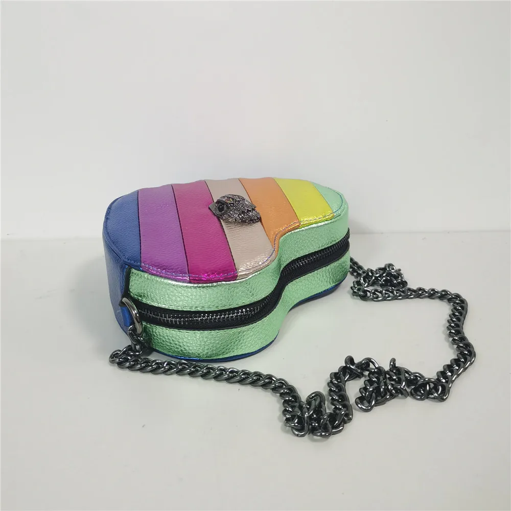 Black Leather Crossbody Handbag Plastic Handle - Groovy Rainbow Design –  Min & Mon
