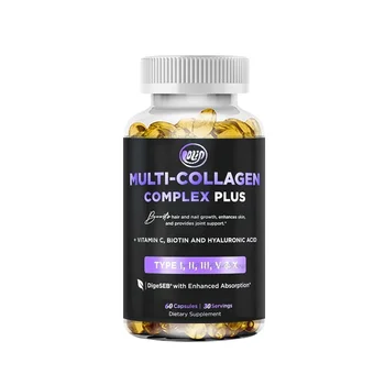 60 Capsules of Multi Collagen Biotin, Hyaluronic Acid, Vitamin C Hair Growth Support Supplement for Skin and Nail Beauty Complex