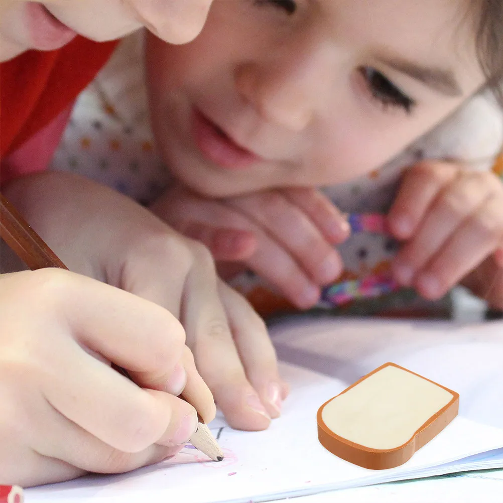 1세트 비스킷 토스트 모양 지우개 음식 모양 고무 지우개 교실 보상 파티 선물 음식 장식 휴일 파티 선물