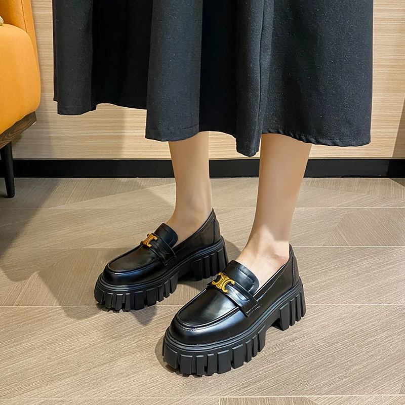 

Shoes Woman Spring Summer 2022 Luxury Designer Slip-on Flat Female Round Toe Comfortable British Style Casual Shoes Loafers