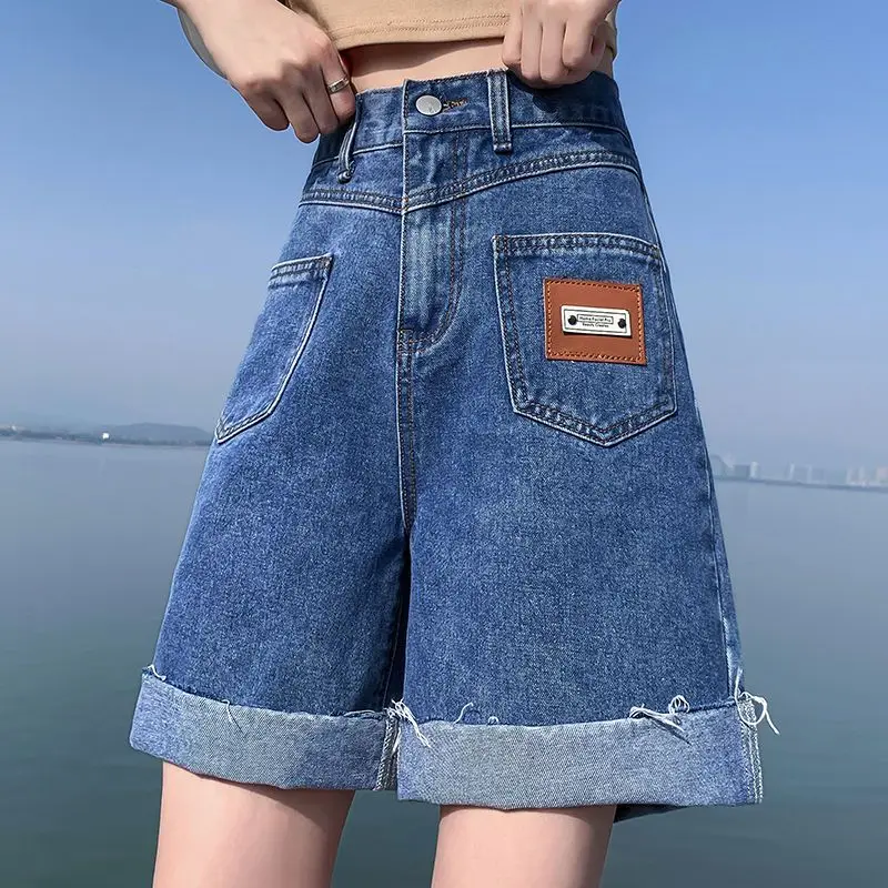Baggy Shorts Women Long Wide Summer Shorts Jeans High Waist Y2K Blue Biker Bermuda Shorts Woman 4XL 5XL 6XL Denim Half Pants