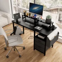 47.3" Computer Power Outlet  Monitor Stands  Shees  Office Desk/writing Table/gaming Desk With Drawers  Large Side Pocket 1