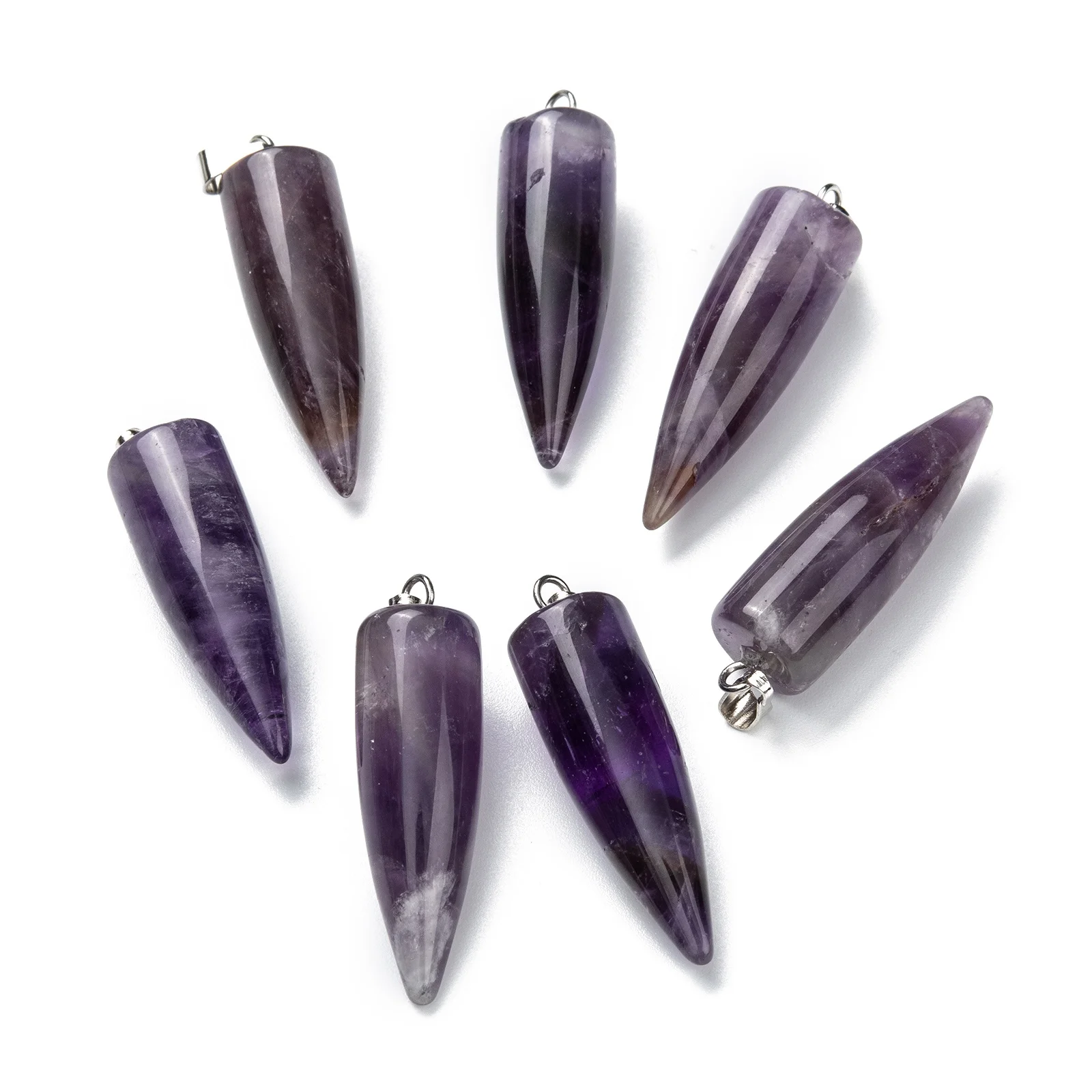 10pcs Bullet Shape Chakra Pendant Amethysts Labradorites Rose Quartzs Natural Stone Necklace Pendants Jewelry Accessories