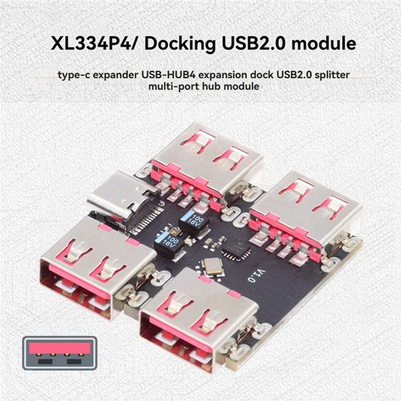 고속 USB 2.0 4방향 허브 모듈, Type-C 확장기, 40MB/S USB-HUB 분배기 확장 보드