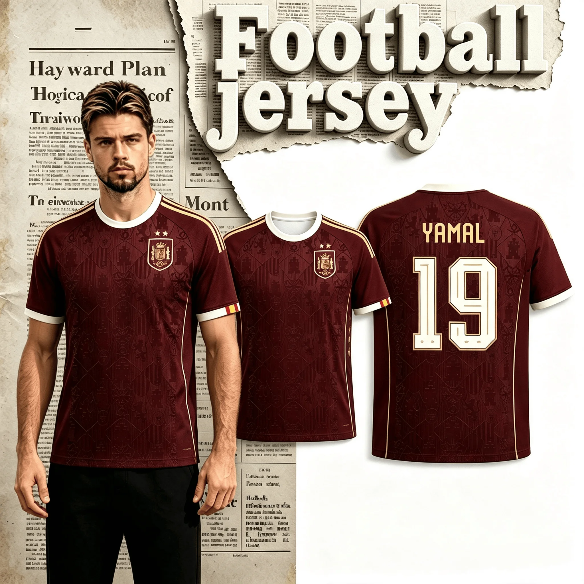 Spanien 2026 Weltmeister Yamal Fußballtrikot Herren Damen Sommer Sport T-Shirt Atmungsaktiv Schnelltrocknend Streetwear Kleidung