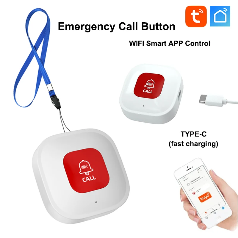TUYA Smart SOS Emergency Call Button WiFi Caregiver Pager Phone Alert Transmitter For Kids Elderly Patient emergency alarm button