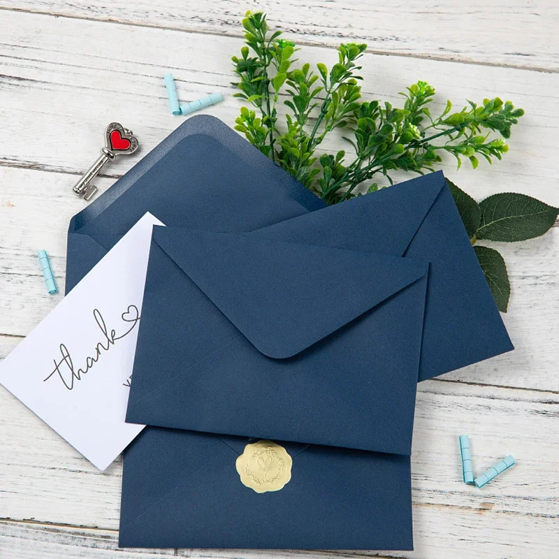 Dark Blue Envelope 120g Paper 184x133mm Wedding Invitations Business Supplie Postcard Giftbox Packaging Storage Stationery 50pcs