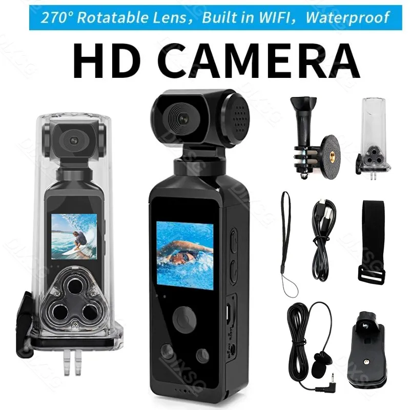 Caméra De Poche, Caméra D'action 1080P HD, Caméra Sous-Marine De 30 M Avec Micro WiFi, Caméra Vidéo Portable Pour La Plongée En Plein Air