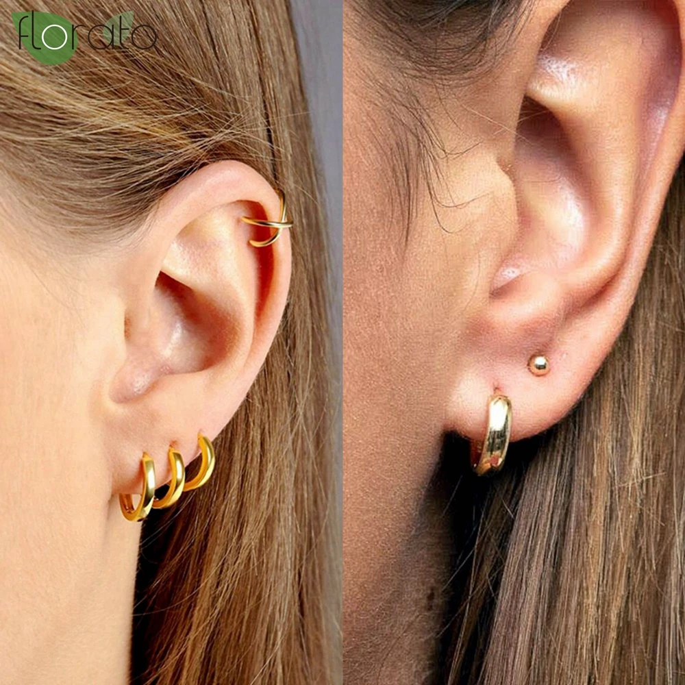 Silver Earrings 925 Sterling Silver 18K Gold Hoop Earrings for Women