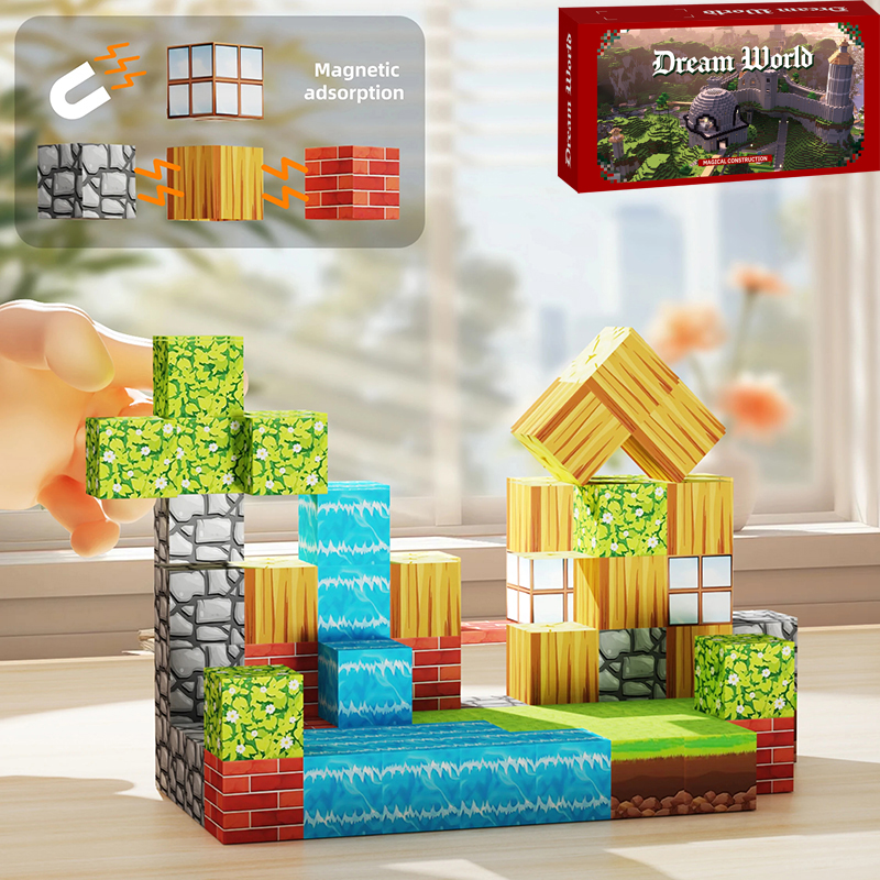 60+Pcs Magnetic Building Blocks Mine Magnet World Set For Boys & Girls Age 3+ Sensory Toys For Gifts Construction Toys