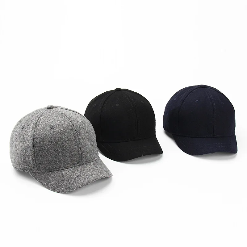 Mens Short Brim Baseball Cap Casual Retro Wool Warm Snapback Caps for Women Short Billed Umpire Dad Hats 6