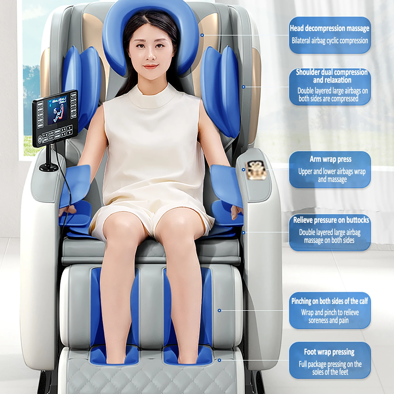 3-year warranty Full Body Massage Chair Zero Gravity 4D Shiatsu Massage Recliner Chair Heating Function luetooth Music Airbags 3