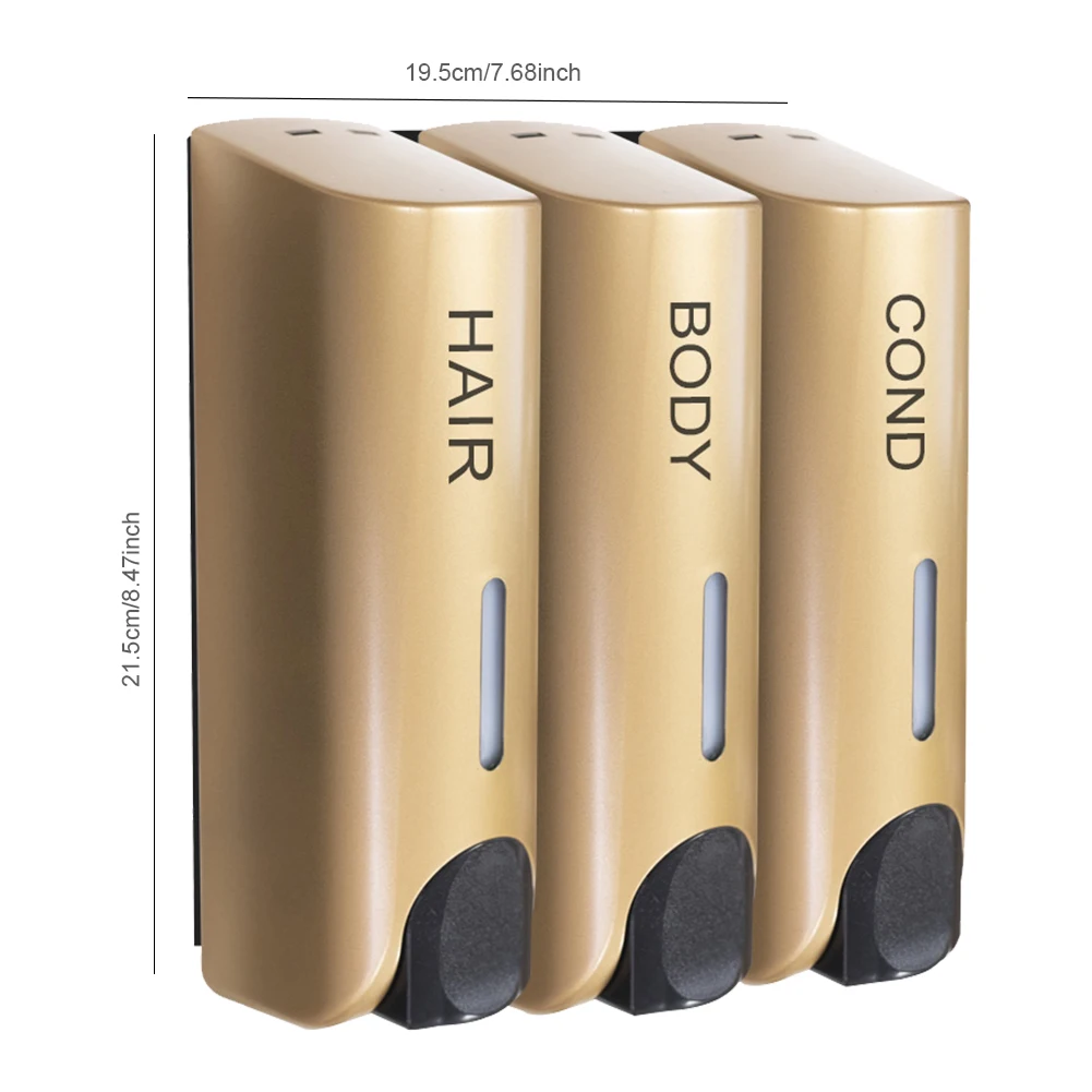 Triple 350ml Soap Automatic Dispenser Wall-mount Shower Bath Shampoo Dispenser Liquid Soap Container Bathroom Accessories 6