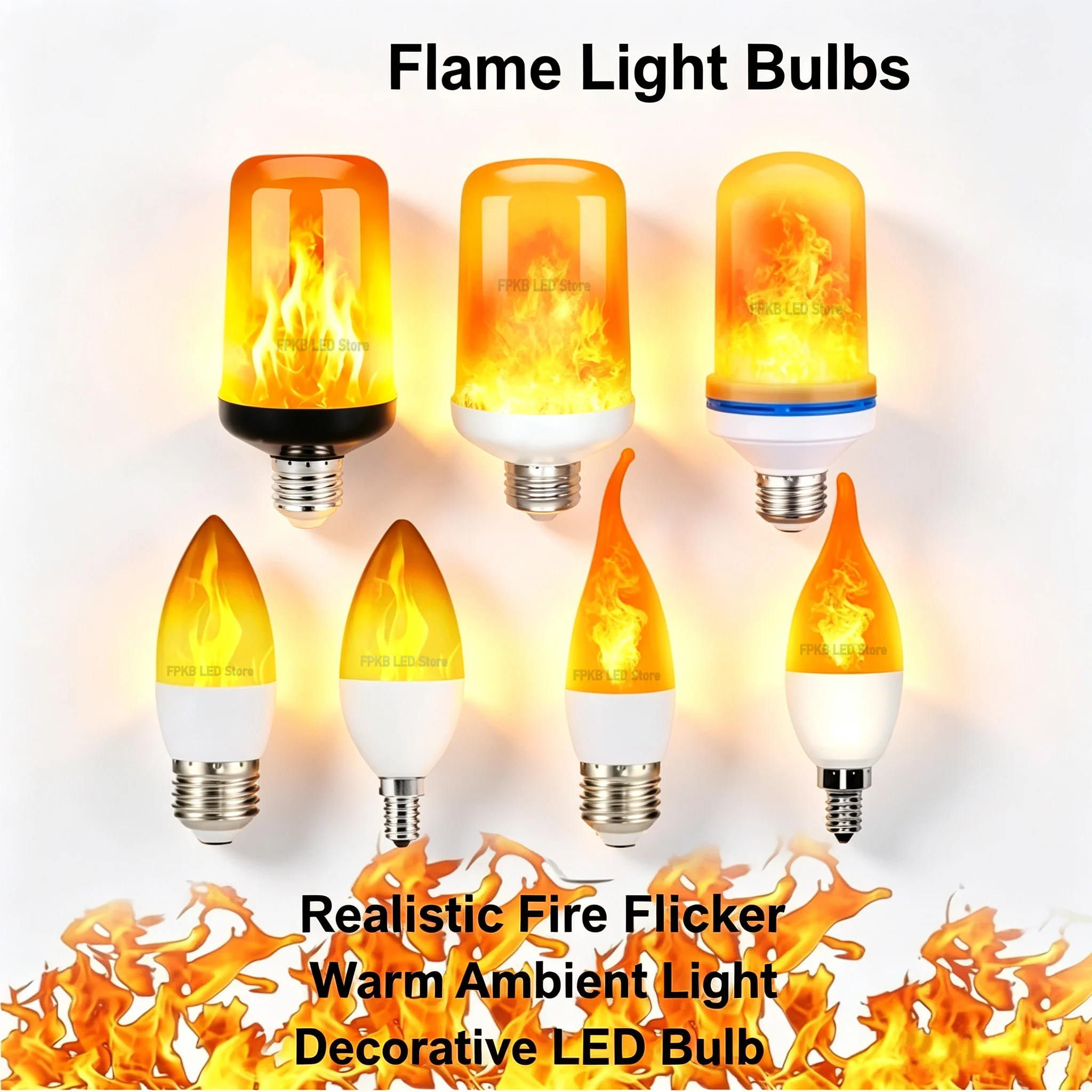 LED Flame Effect Light Bulb with 4 Modes for Festive Decor and Ambiance