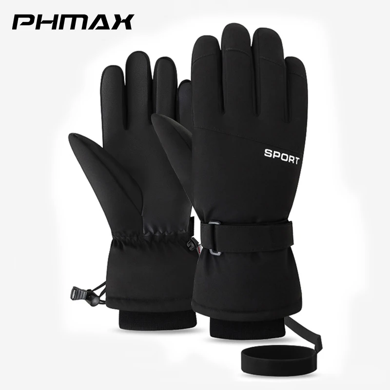 PHMAX Winter Men\'s Gloves Ski Gloves Polyester Sport Outdoor Anti-slip Snowboard Glove Skating Motorcycle Touch Screen Fleece