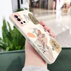 Elegant Abstract Plant Design Liquid Silicone Phone Case - Premium Cover for OnePlus 7T Pro (White)