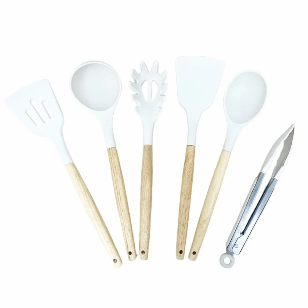 Kitchen Tool Non-stick Silicone Cookware Set Food Grade 6 Piece Kitchen Cookware Cooking Set Soup Ladle Spatula Utensils Chef