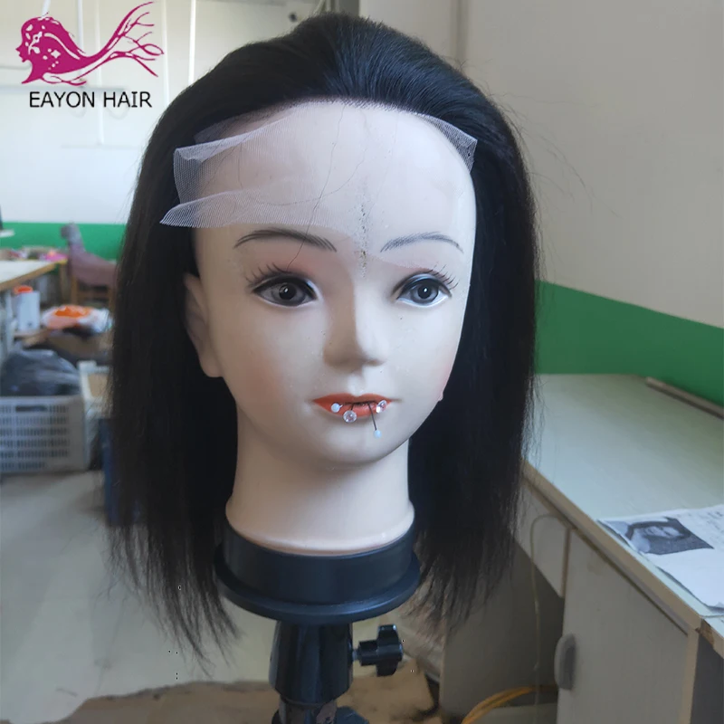 

Yaki Straight Bob Wig 5x5 PU Silk Base Scalp Top Lace Front Wig Glueless Brazilian Lace Closure Human Hair Wigs Free Part