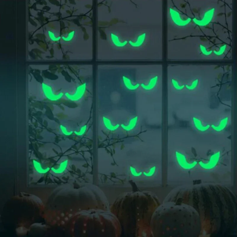 Halloween Decorations Halloween Luminous Wall Decals Glowing in The Dark Eyes Window Sticker for Halloween Decoration for Home Party Supplies