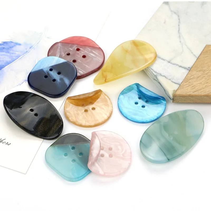 

Acetate irregular Round curved edges Four-Eyes Resin button women's and men's coat creative Sweater cardigan garment buttons