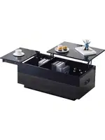 TUKAILAi Coffee Table with LED Lights and Power Strip Lift Tabletop Dining Center Table for Home Living Room Office Blac 1