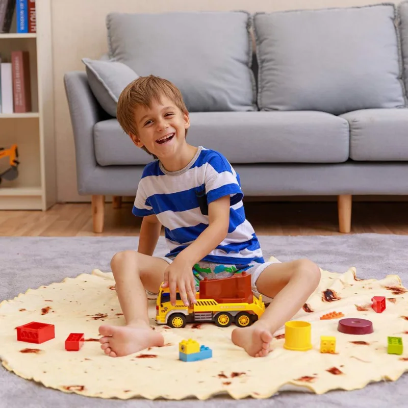 Ochine Tortilla Wrap Blanket, Soft Round Throw Blanket for Warm or Decoration, Novelty Funny Realistic Food Blankets for Adults 2