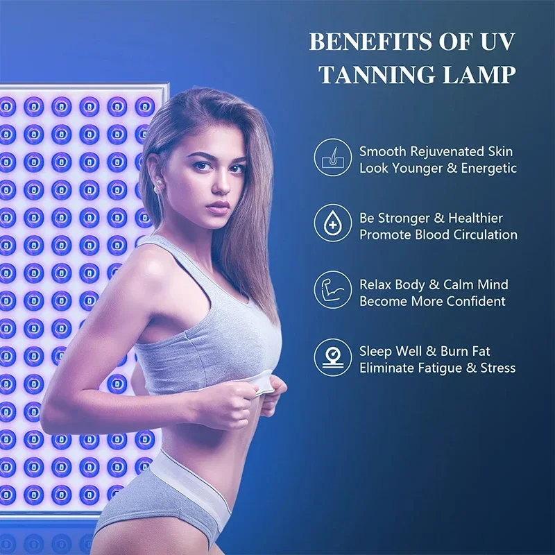 45W Tanning Lamp Solarium with 225PCS Blue Light Adjustable Stand&Foldable Face Tanner Skin UV Tanning Light for Face&Body