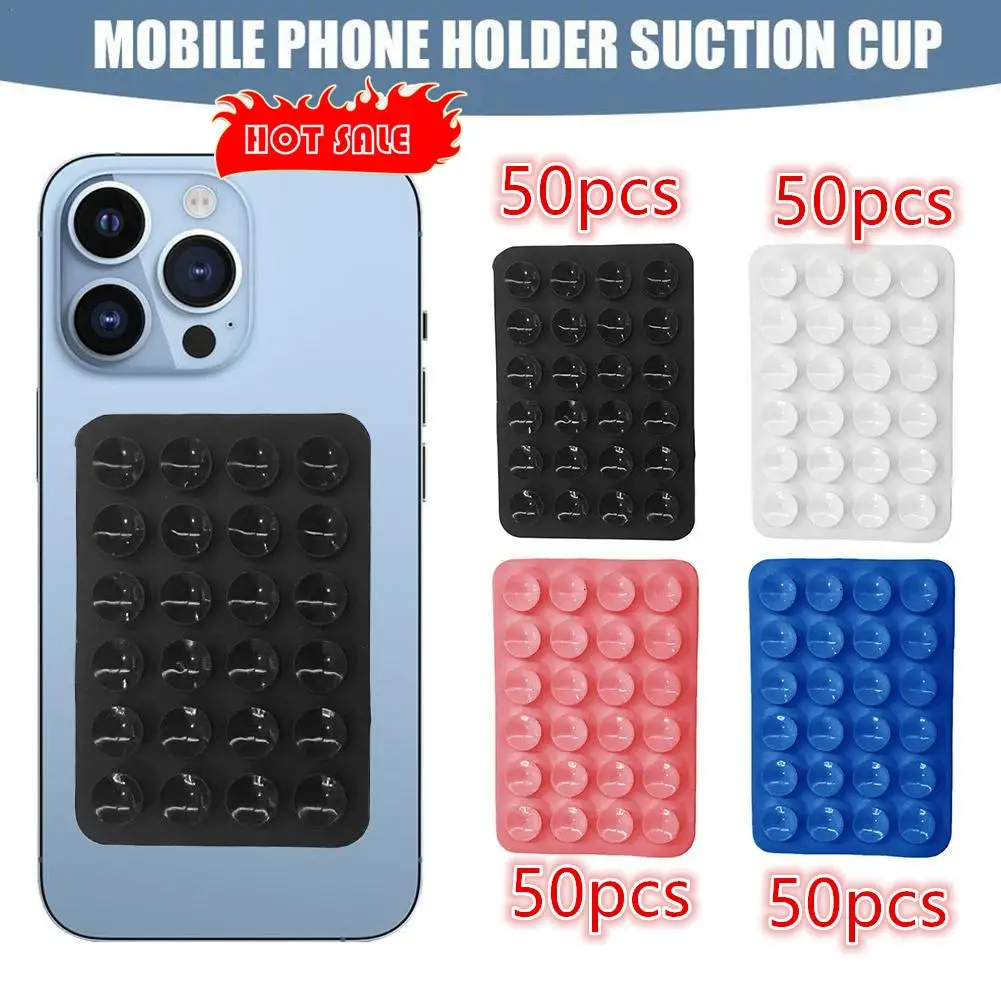 

50pcs Mobile Phone Fixture Suction Cup Backed Adhesive Silicone Rubber Sucker Pad Double Side Silicone Suction Pad For Fixed Pad