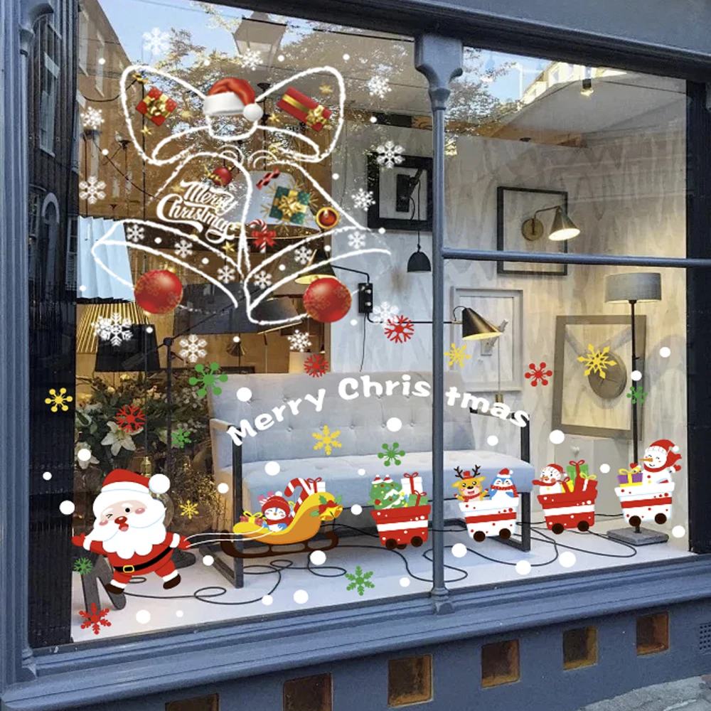 Bow Christmas stickers home windows without trace static electricity stickers holiday decoration, children's room glass