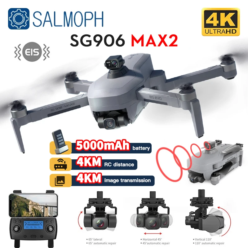 Sg906 Max 1 / Pro 2 Professional Fpv 4k Camera Drone With 3-axis Gimbal 3km  Brushless Gps Quadcopter Obstacle Avoidance Rc Dron - Camera Drones -  AliExpress