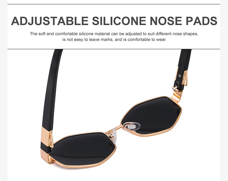 Mode kleine unregelmäßige Sonnenbrille Frauen Luxusmarke Designer trend ige polygonale Sonnenbrille Damen mit Metall brillen kette – Detail 7