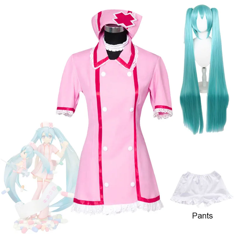 

Vocaloid Future Miku Cosplay Nurse Uniform And Wig Headgear Virtual Singer Dress Halloween Stage Costumes