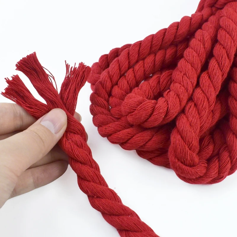 Red Braided Twisted Cotton Cord for DIY Crafts and Accessories – Multiple Lengths and Thickness Options