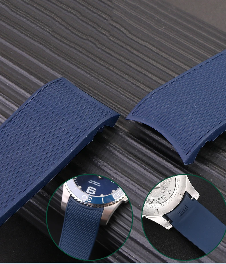 Conquest, pulseira de silicone, fivela dobrável, L3.742.4, 642, 781, 782 estilo, 21mm