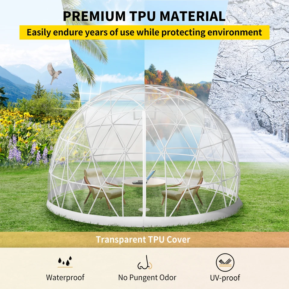 Tenda Igloo Giardino VEVOR 9,5 Piedi - Cupola Geodetica Trasparente Per Esterno - Foto 2