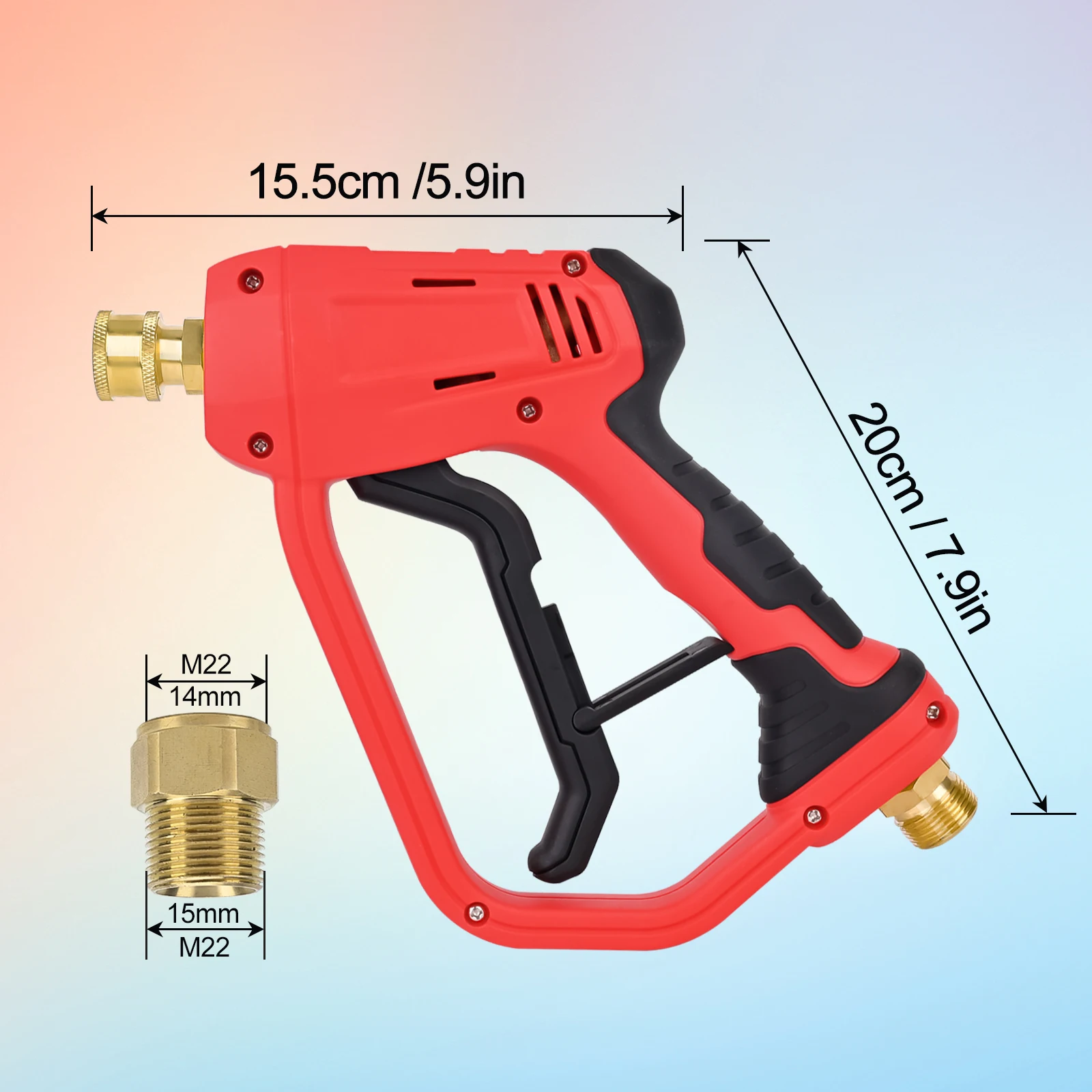 베어 포스 압력 세척기 숏건 (M22-14mm, 1/4인치 퀵 커넥터 커플러 및 M22-ID15mm 커넥터 포함)