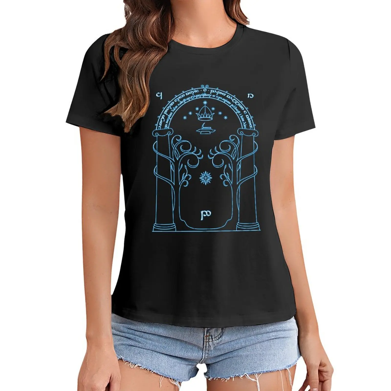 Gate to Moria - Light Blue T-Shirt summer clothes summer tops t-shirt dress for Women plus size sexy