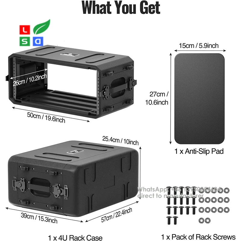 Неглибокий футляр Phenyx Pro 4U, 19-дюймовий дорожній кейс для монтажу в стійку, знімна передня та задня кришка для зберігання, ударостійкий і водонепроникний, сервіз
