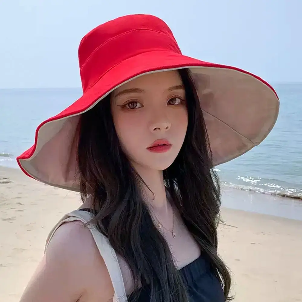 Anti-UV Big Brim Sunscreen Hats Caps Fisherman Cap Double-sided Foldable Bucket Hat for Women Girls Summer Sun Hat Visor sun hat bucket hat women bucket hat women hat